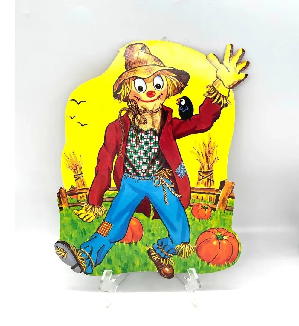 Vintage Peck USA Halloween Die Cut Scarecrow Decoration Dbl Sided 14